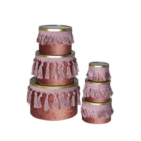 SET 6 SCATOLE ROSA CON NAPPE